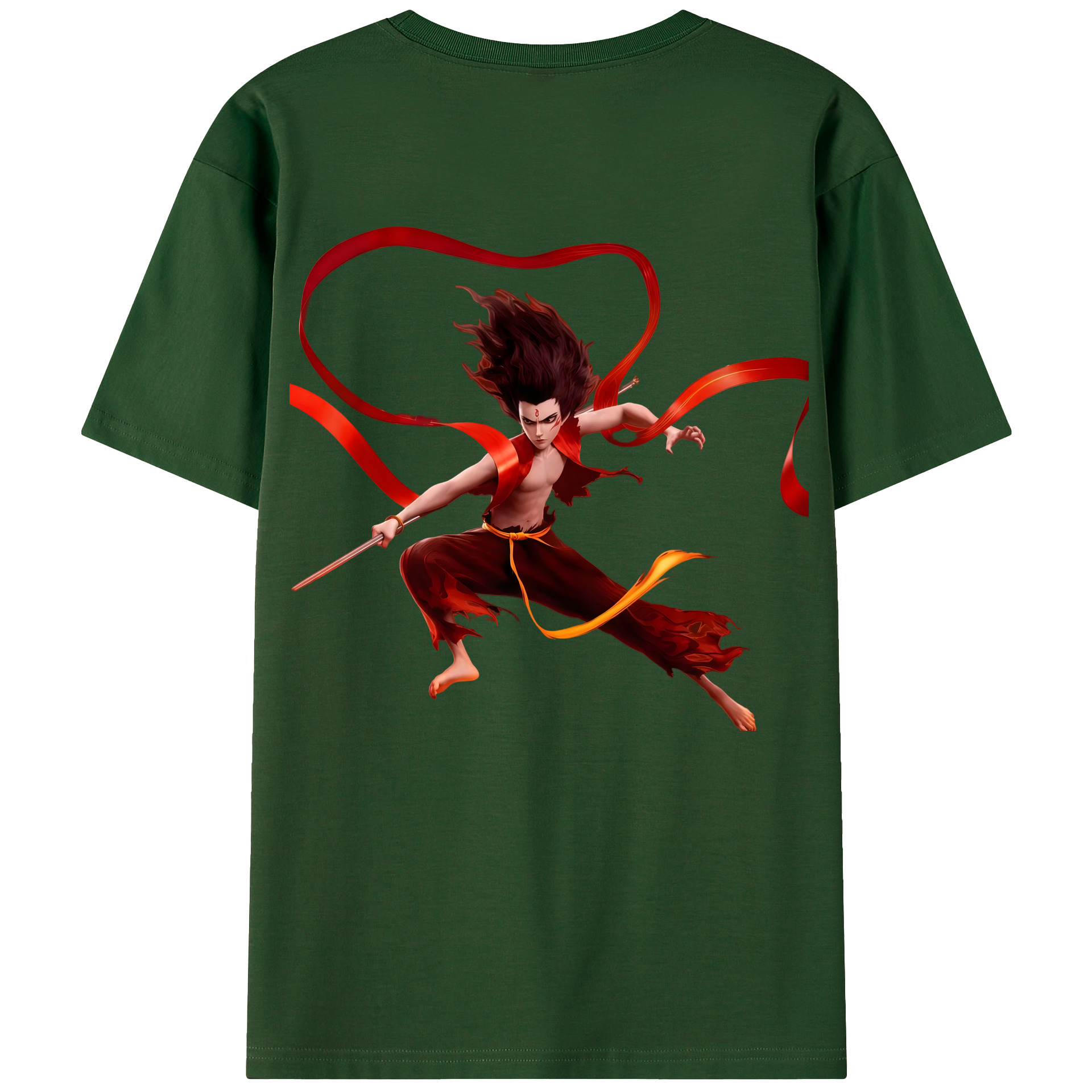 （画像用） Ne Zha 2 ナタ 魔童の大暴れ 綿100％半袖Tシャツ（背面プリント）